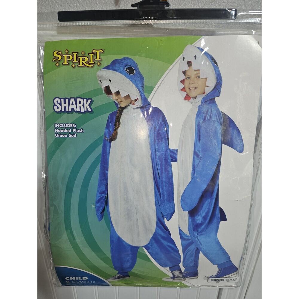 Spirit Halloween Blue Shark Kids Costume SM/MD 4-10
